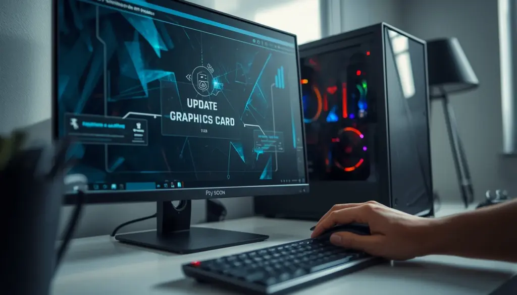 Um pc atualizando seus drivers da placa de vídeo